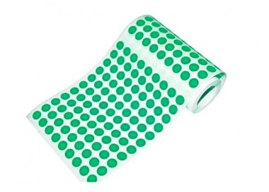 Gomets liderpapel autoadhesivo s circulos 10,5 mm verde rollo de 6000 unidades en caja de carton