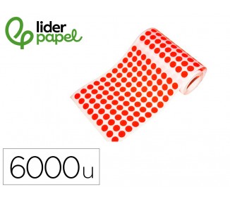 Gomets liderpapel autoadhesivo s circulos 10,5 mm rojo rollo de 6000 unidades en caja de carton