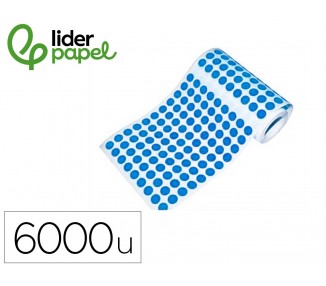 Gomets liderpapel autoadhesivo s circulos 10,5 mm azul rollo de 6000 unidades en caja de carton