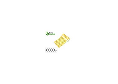 Gomets liderpapel autoadhesivo s circulos 10,5 mm amarillo rollo de 6000 unidades en caja de carton