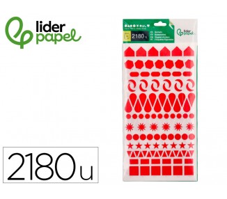 Gomets liderpapel figuras surtidas bolsa de 20 hojas circulos triangulos estrellas cuadrados colores surtidos