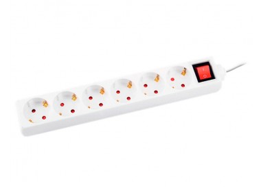 Regleta q-connect 6 tomas de corriente con interruptor longitud cable 1,5 mt color blanco