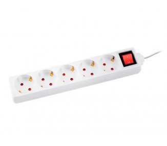 Regleta q-connect 5 tomas de corriente con interruptor longitud cable 1,5 mt color blanco