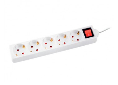Regleta q-connect 5 tomas de corriente con interruptor longitud cable 1,5 mt color blanco