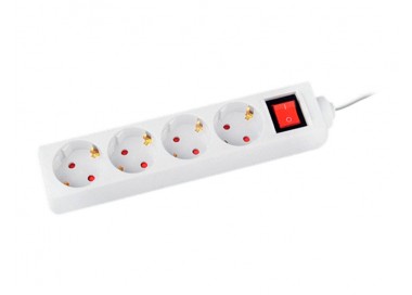 Regleta q-connect 4 tomas de corriente con interruptor longitud cable 1,5 mt color blanco