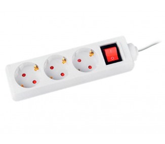 Regleta q-connect 3 tomas de corriente con interruptor longitud cable 1,5 mt color blanco