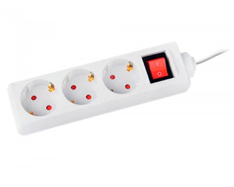 Regleta q-connect 3 tomas de corriente con interruptor longitud cable 1,5 mt color blanco