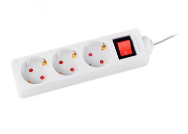 Regleta q-connect 3 tomas de corriente con interruptor longitud cable 1,5 mt color blanco