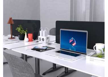 Regleta q-connect enchufe multiple 10 en 1 cable 1,4 mt 6 tomas de corriente+3 usb+1 usb tipo c 140x76x87mm