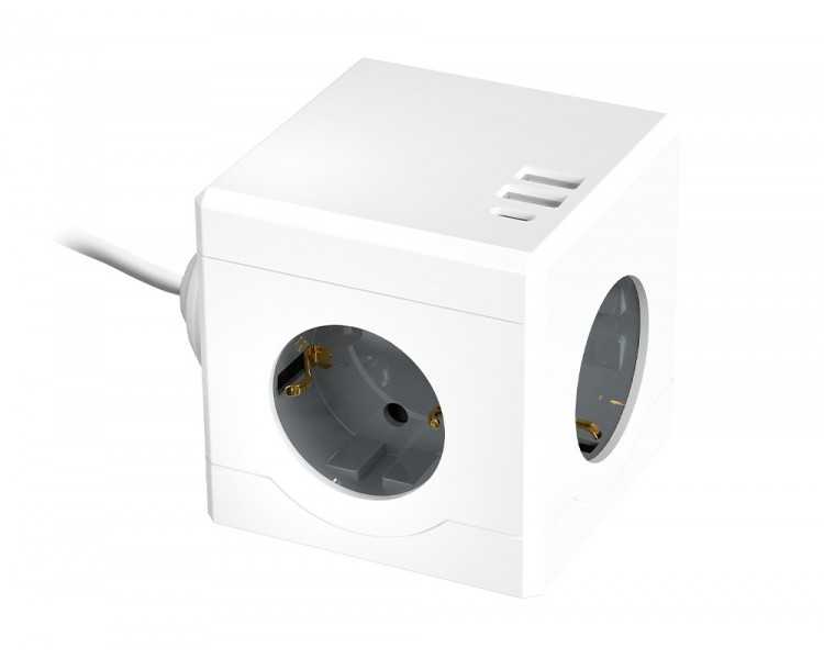 Regleta q-connect de cubo enchufe multiple power cube 6 en 1 cable de 1,4mt 3 tomas de corriente+2 usb+1 usb c