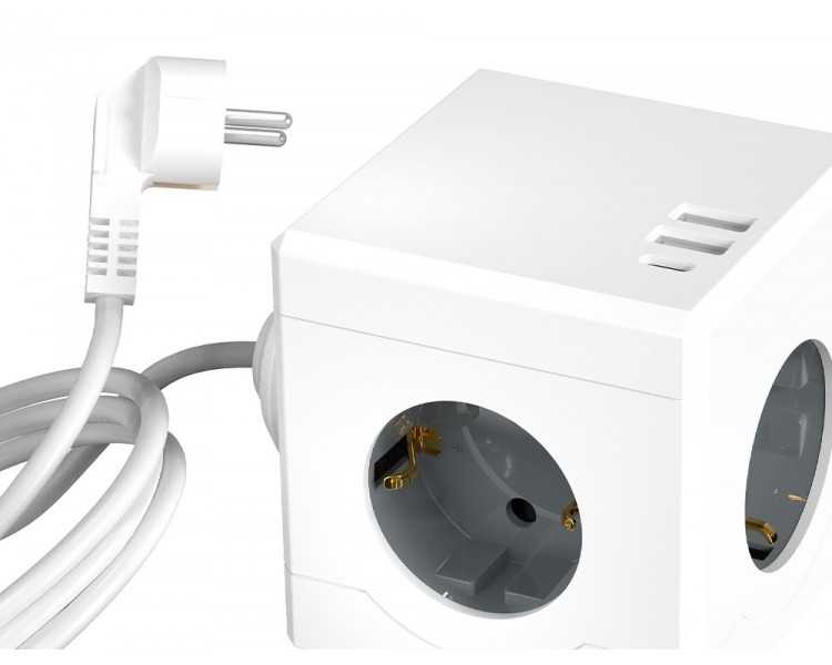 Regleta q-connect de cubo enchufe multiple power cube 6 en 1 cable de 1,4mt 3 tomas de corriente+2 usb+1 usb c
