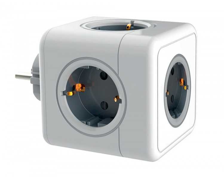 Regleta q-connect de cubo enchufe multiple power cube 5 en 1 cable de 1,4 mt 5 tomas de corriente 75x75x112mm