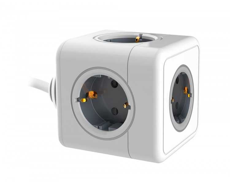 Regleta q-connect de cubo enchufe multiple power cube 5 en 1 cable de 1,4 mt 5 tomas de corriente 75x75x112mm