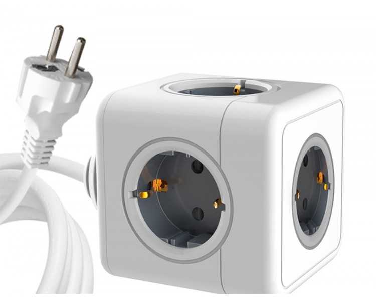 Regleta q-connect de cubo enchufe multiple power cube 5 en 1 cable de 1,4 mt 5 tomas de corriente 75x75x112mm