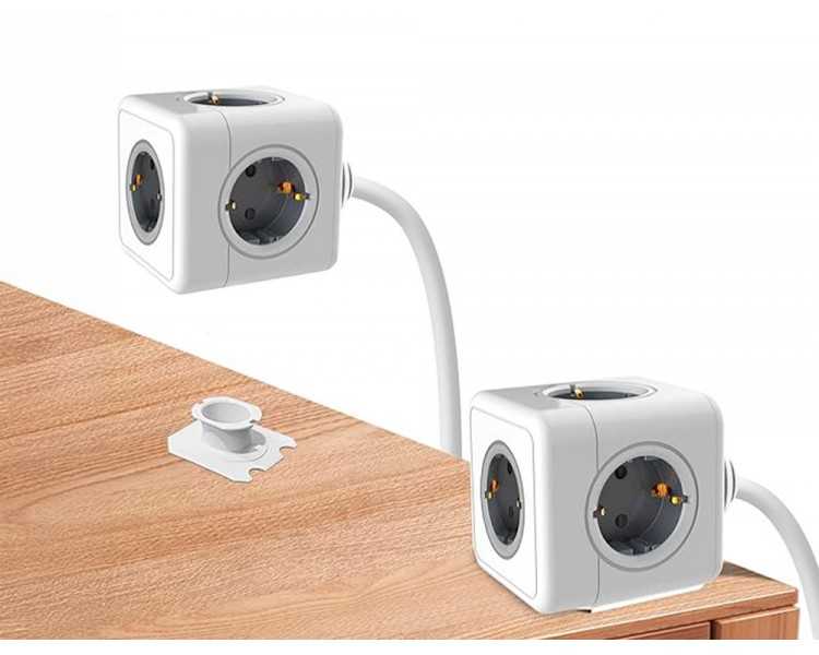 Regleta q-connect de cubo enchufe multiple power cube 5 en 1 cable de 1,4 mt 5 tomas de corriente 75x75x112mm