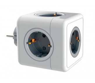 Regleta q-connect de cubo enchufe multiple power cube 5 en 1 directo a pared 5 tomas de corriente 75x75x112mm