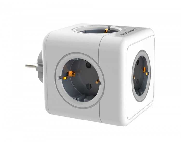 Regleta q-connect de cubo enchufe multiple power cube 5 en 1 directo a pared 5 tomas de corriente 75x75x112mm