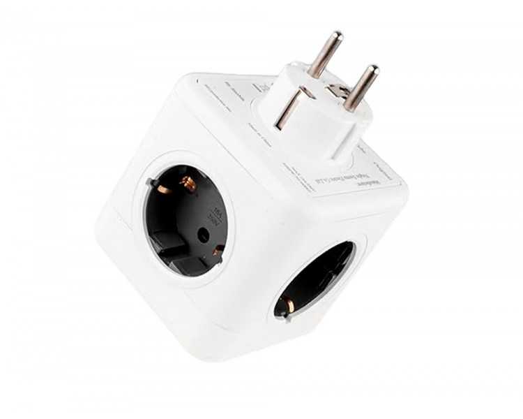 Regleta q-connect de cubo enchufe multiple power cube 5 en 1 directo a pared 5 tomas de corriente 75x75x112mm