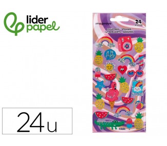 Pegatinas imaginovo diseños surtidos verano con brillo 214x100 mm en blister