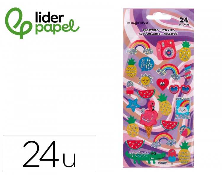 Pegatinas imaginovo diseños surtidos verano con brillo 214x100 mm en blister