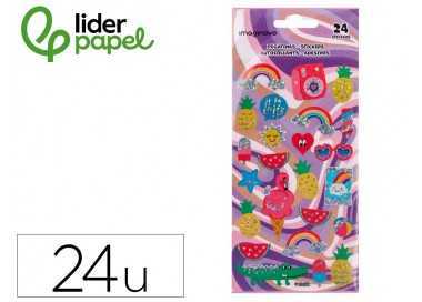 Pegatinas imaginovo diseños surtidos verano con brillo 214x100 mm en blister