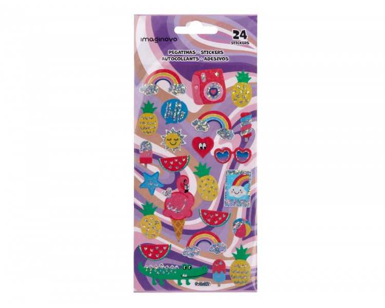 Pegatinas imaginovo diseños surtidos verano con brillo 214x100 mm en blister