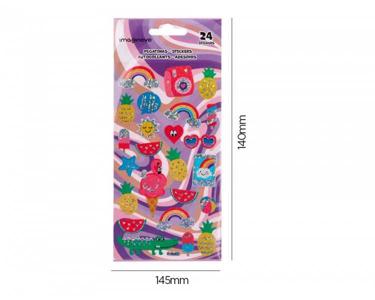 Pegatinas imaginovo diseños surtidos verano con brillo 214x100 mm en blister