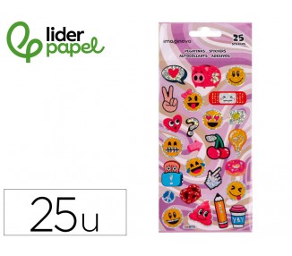 Pegatinas imaginovo diseños surtidos smiley con brillo 214x100 mm en blister