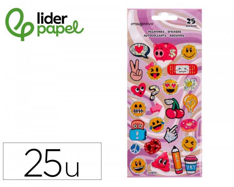 Pegatinas imaginovo diseños surtidos smiley con brillo 214x100 mm en blister