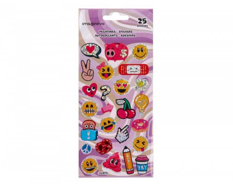 Pegatinas imaginovo diseños surtidos smiley con brillo 214x100 mm en blister