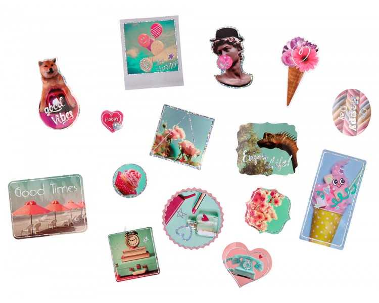 Pegatinas imaginovo good vibes diseños surtidos para ordenador 145x140 mm en blister
