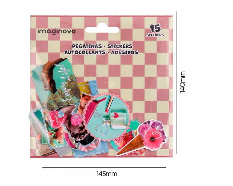 Pegatinas imaginovo good vibes diseños surtidos para ordenador 145x140 mm en blister