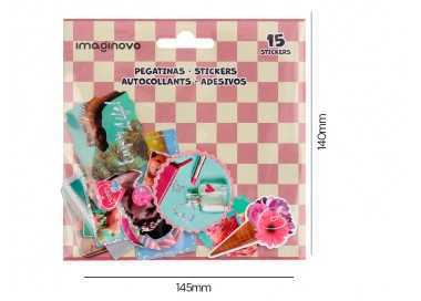 Pegatinas imaginovo good vibes diseños surtidos para ordenador 145x140 mm en blister