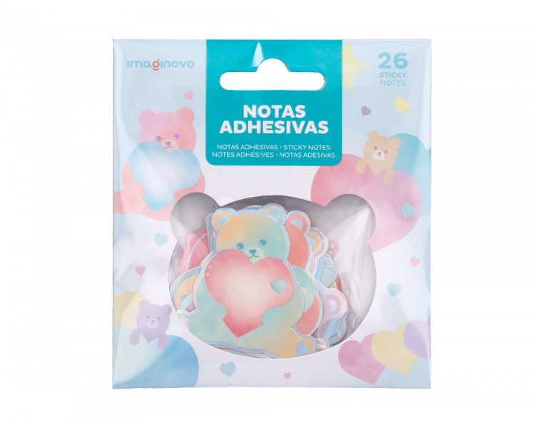 Pegatinas imaginovo notas adhesivas papel forma oso y corazon 110x105 mm en blister
