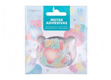 Pegatinas imaginovo notas adhesivas papel forma oso y corazon 110x105 mm en blister