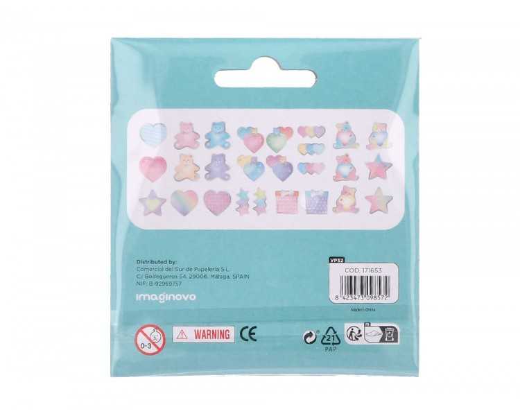 Pegatinas imaginovo notas adhesivas papel forma oso y corazon 110x105 mm en blister
