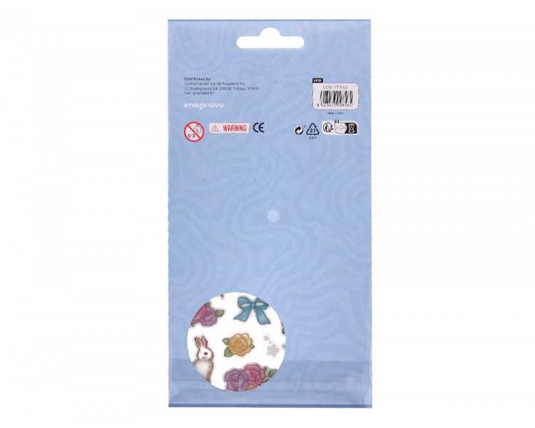 Pegatinas imaginovo flores y conejos de papel 190x104 mm en blister