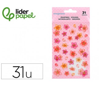 Pegatinas imaginovo flores rosas de papel 190x104 mm en blister