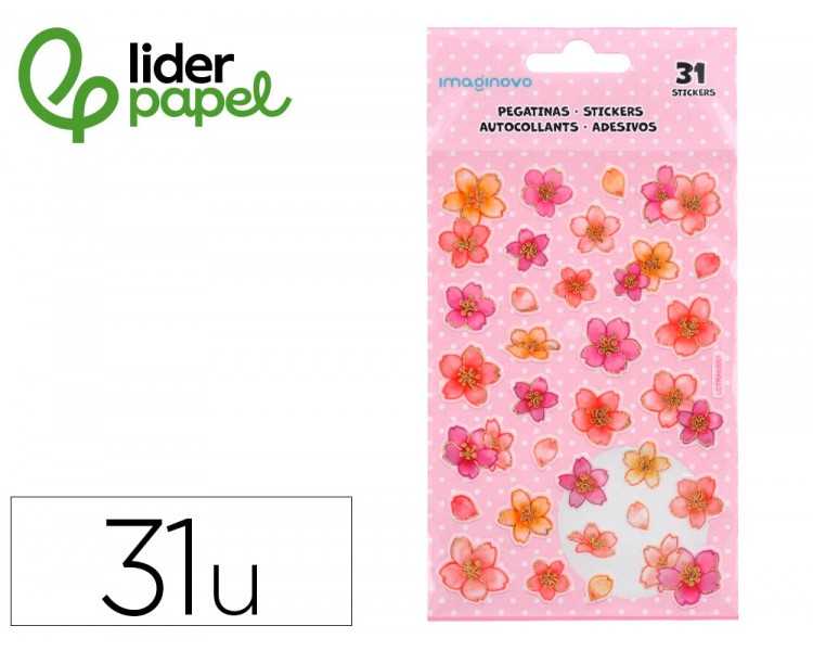 Pegatinas imaginovo flores rosas de papel 190x104 mm en blister