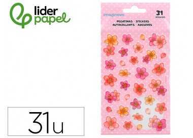 Pegatinas imaginovo flores rosas de papel 190x104 mm en blister
