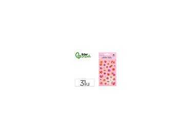 Pegatinas imaginovo flores rosas de papel 190x104 mm en blister