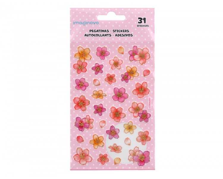 Pegatinas imaginovo flores rosas de papel 190x104 mm en blister