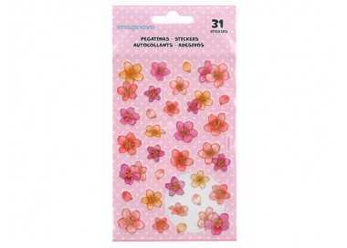 Pegatinas imaginovo flores rosas de papel 190x104 mm en blister