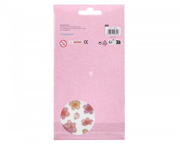 Pegatinas imaginovo flores rosas de papel 190x104 mm en blister