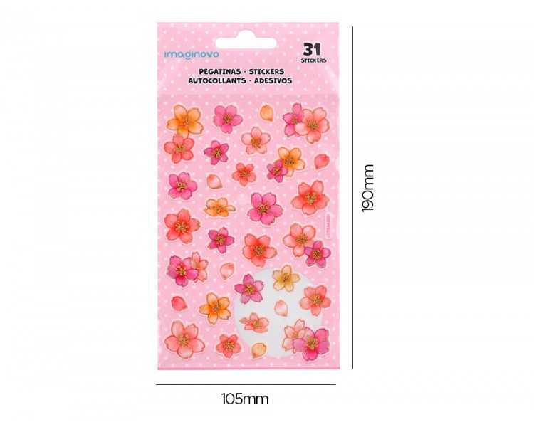 Pegatinas imaginovo flores rosas de papel 190x104 mm en blister