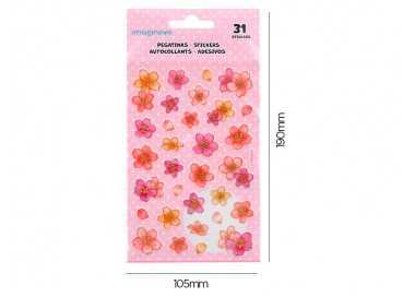 Pegatinas imaginovo flores rosas de papel 190x104 mm en blister