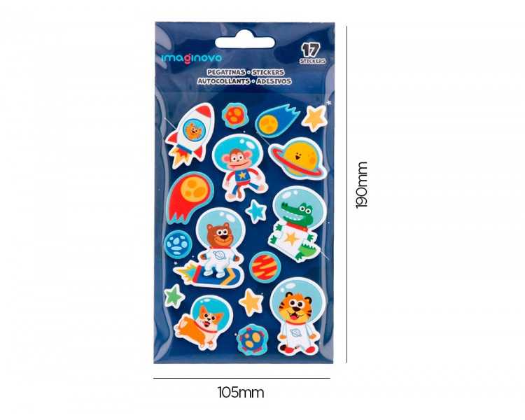 Pegatinas imaginovo luminosas astronautas luminosas 250x145 mm en blister