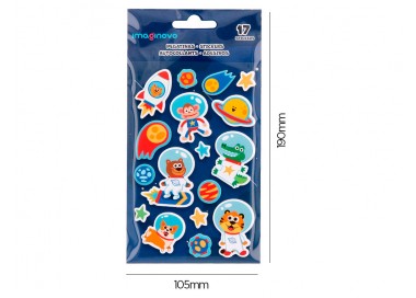 Pegatinas imaginovo luminosas astronautas luminosas 250x145 mm en blister