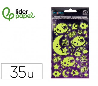Pegatinas imaginovo luminosas luna luminosas 250x145 mm en blister
