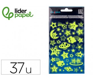 Pegatinas imaginovo luminosas estrellas con relieve 190x105 mm en blister